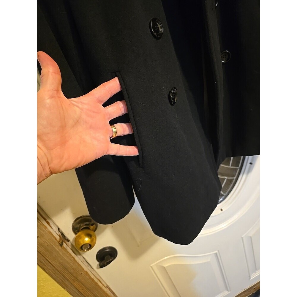 Calvin Klein Jacket Womens Double Breasted 60% Wool Black Pea Coat Size 14 - Picture 5 of 8